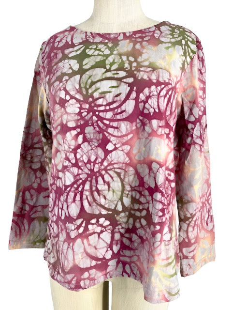 Su Placer Batik/Amalia Long Sleeve Tee/Rose Abstract