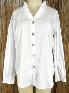 Habitat Ruffle Neck Blouse/White