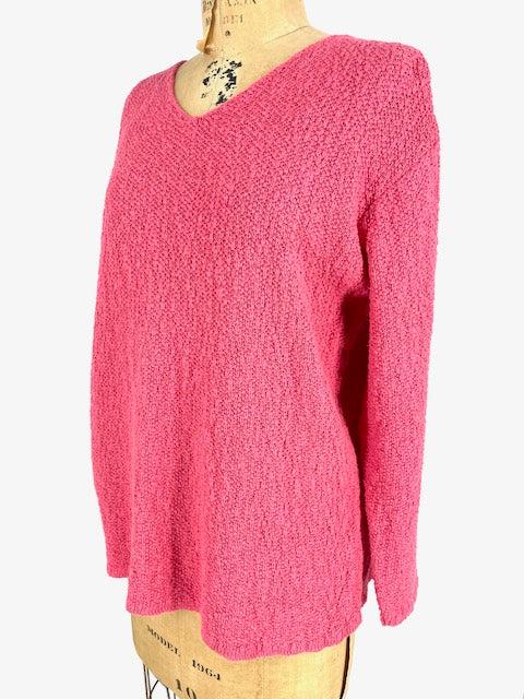 Avalin Cotton Knit Pebble Stitch Sweater/Coral