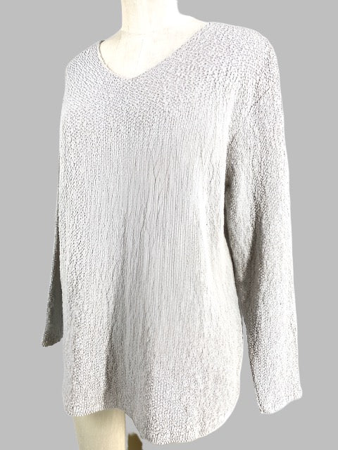 Avalin Cotton Knit Pebble Stitch Sweater/Light Flax