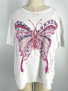 Caite Butterfly Butterly Tena Tee/White