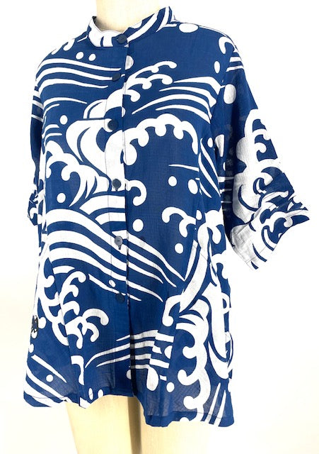 Yasuko Cotton Tunic/Blue Oceans