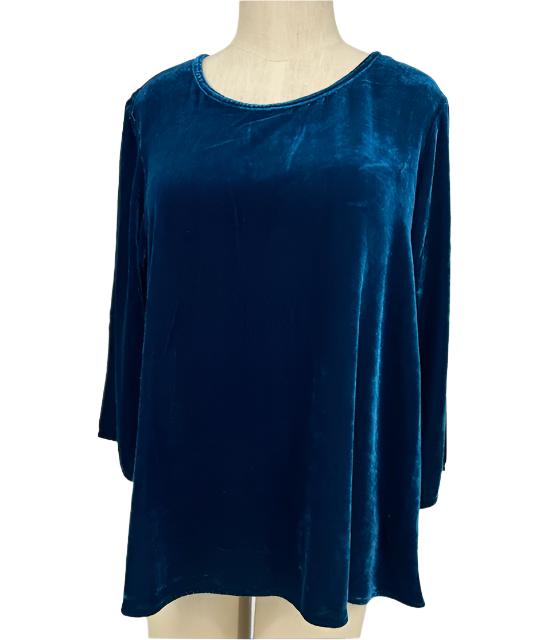 Cut Loose Silk Velvet Swing Tunic/Deep Turquoise