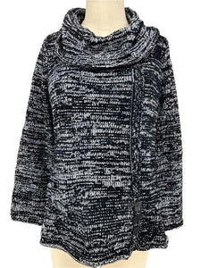 Habitat Tweedy Chenille Cowl Pullover/Black & White Mix