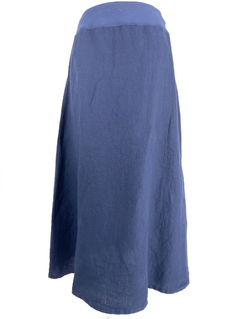 Cut Loose Linen Midcalf Length Skirt/Nautical Navy