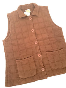 Maya Jones Cotton Quilted Vest/Style One/Rust