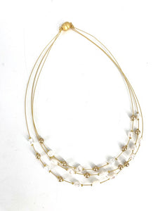 Sea Lily necklace/Gold Tones with pearls