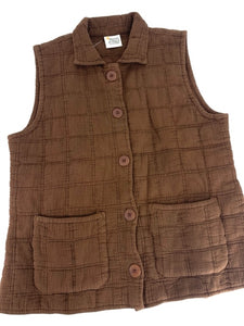 Maya Jones Cotton Quilted Vest/Style One/Brown