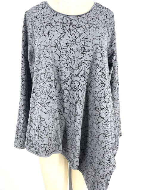 Tulip Cotton Knit Tunic/Black Lines on Grey